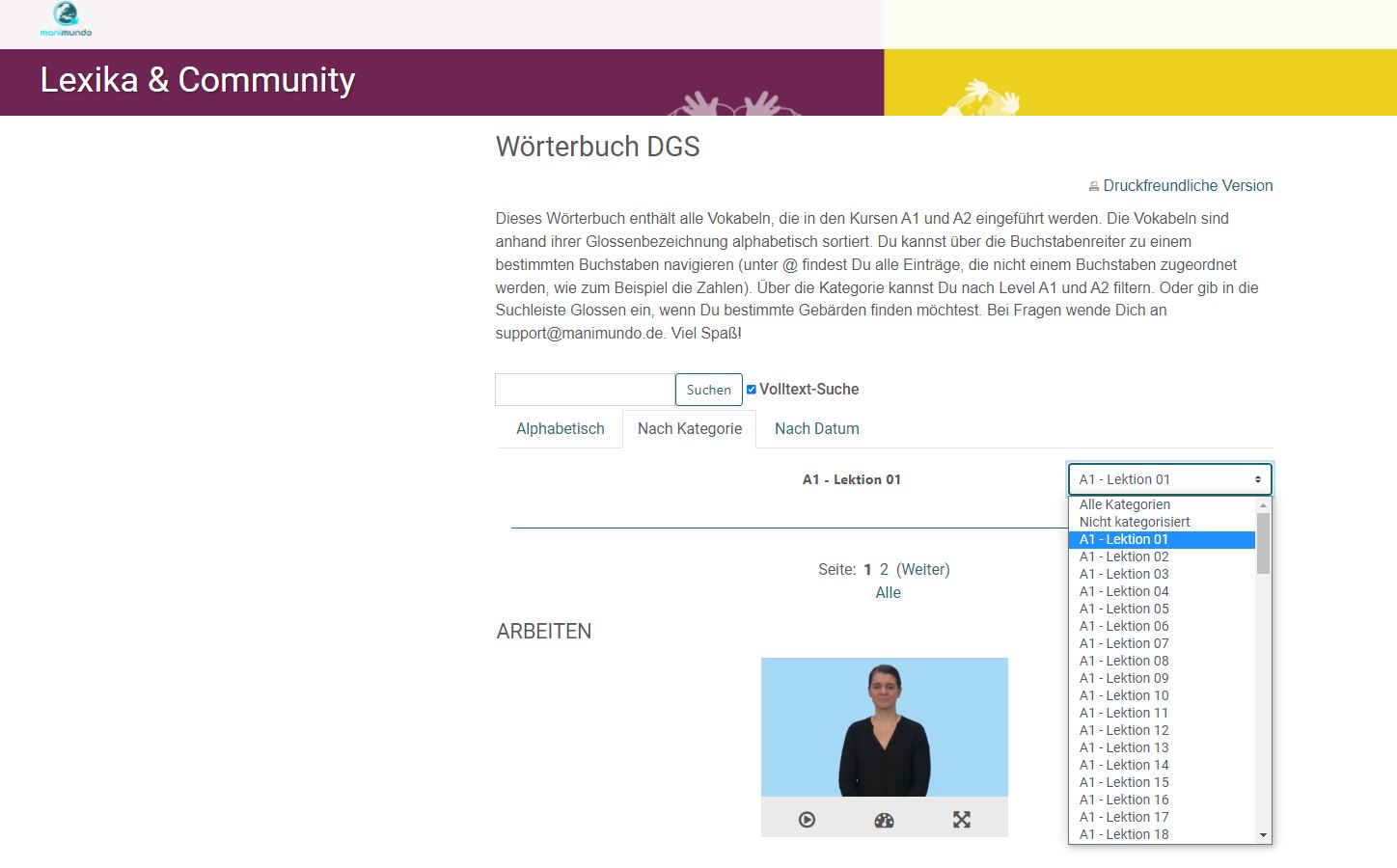 Woerterbuch mit Lektionen